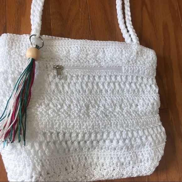 White Woven Shoulder Bag Croft & Barrow - Picture 7 of 14